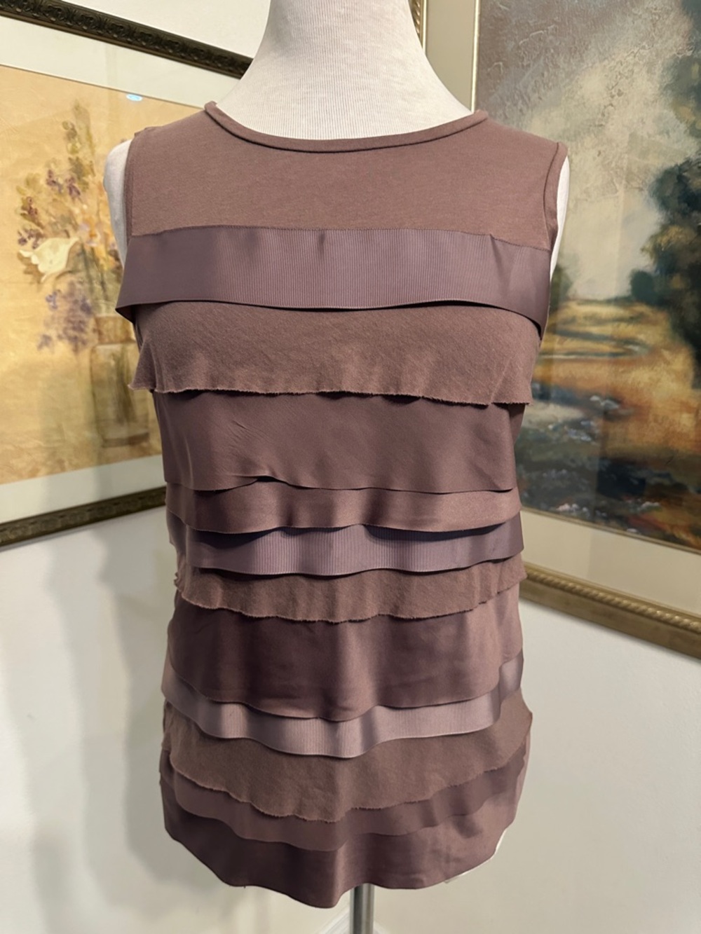 Ann Taylor Women's Layered Sleeveless Top - Brown/Taupe Size Medium